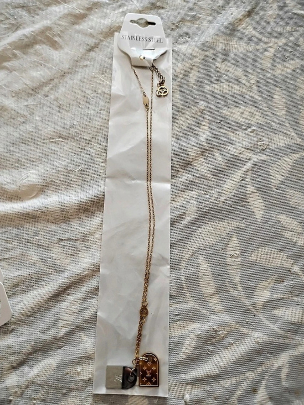 Stainless Steel Pendant Necklace in Gold NWT